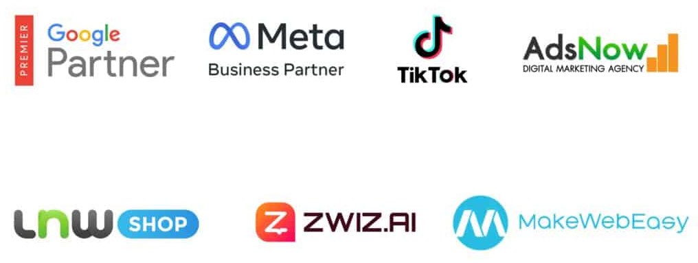 พันธมิตร: Google Premier Partner, Meta Business Partner, TikTok, AdsNow, LnwShop, ZWIZ.AI, MakeWebEasy